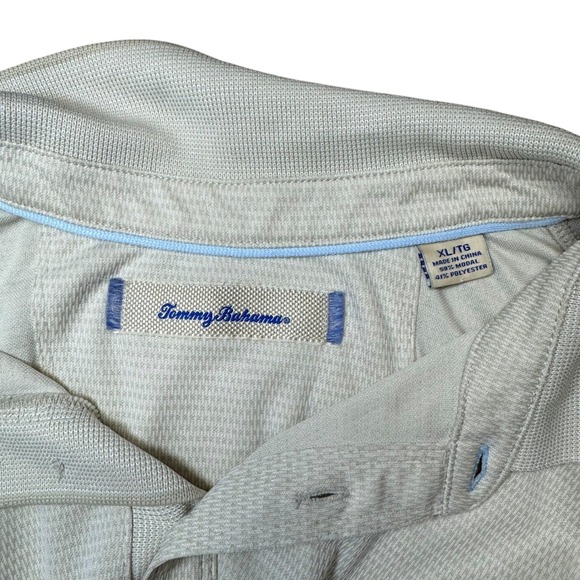 Tommy Bahama XL Modal Blend Micro Pattern Performance Polo‎ Shirt Light Gray - Picture 3 of 6